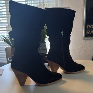 Black Mid Calf Heeled Boots for Women NWOT size 9